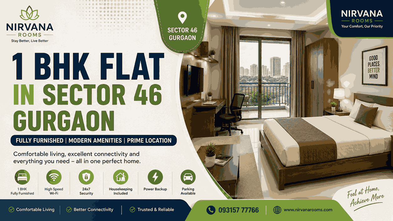 1 BHK Flat in Sector 46 Gurgaon | Nirvana Rooms